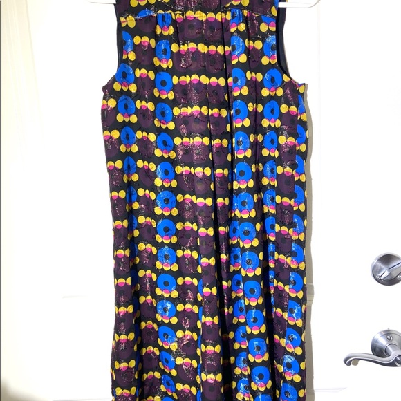 XS ANNA SUI Target Circle Dress Purple Blue Yellow Geometric - Picture 3 of 7